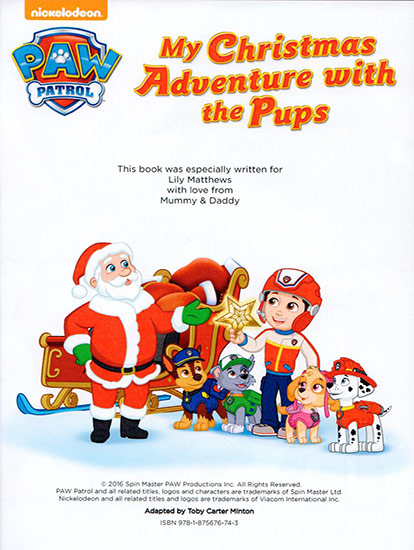 paw patrol personalized book